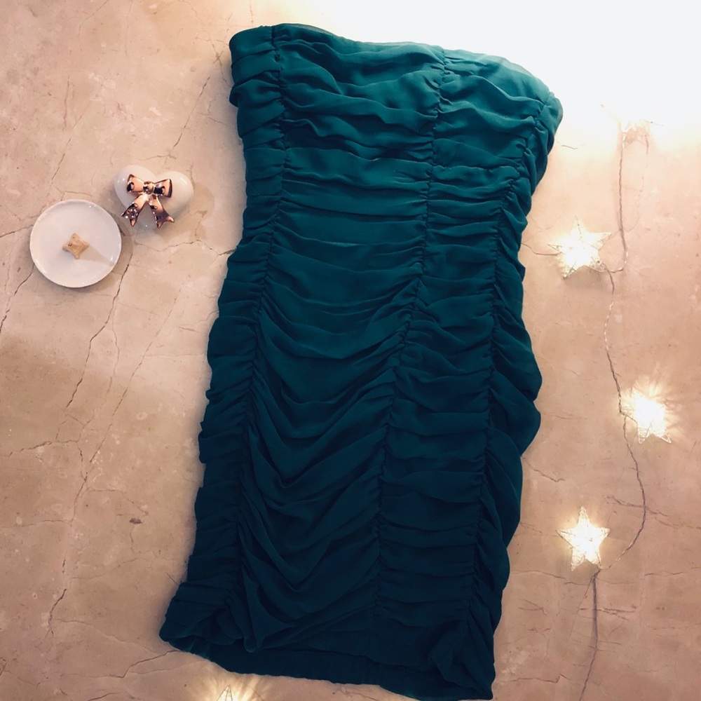 Green / turquoise ruffle mini dress